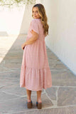 HEYSON Spring Baby Full Size Kimono Sleeve Midi Dress in Peach