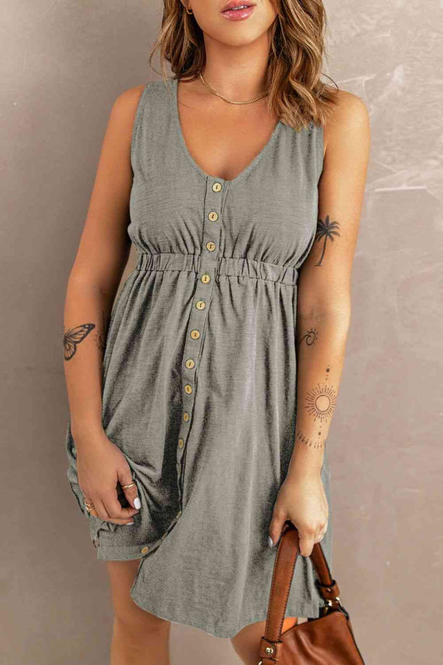 Sleeveless Button Down Mini Magic Dress