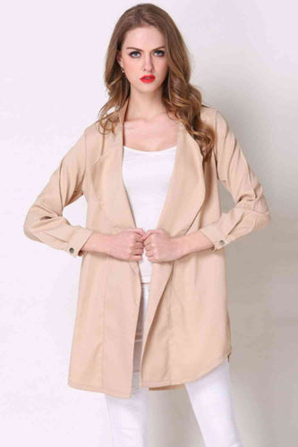 Full Size Open Front Longline Trench Coat