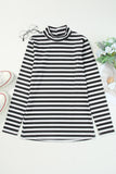 Double Take Striped Mock Neck Long Sleeve Top