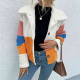 Color Block Button Down Collared Jacket