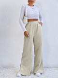 Slit Pocketed High Waist Wide Leg Pants