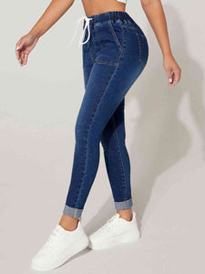 Drawstring Cropped Jeans - Rags 2 Riches Shop