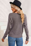 Horizontal Ribbing Round Neck Sweater