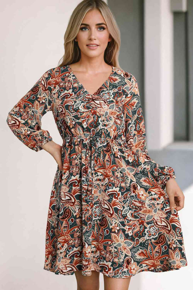 Printed V-Neck Mini Dress - Rags 2 Riches Shop