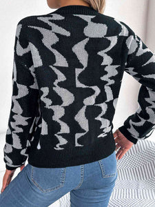 Round Neck Long Sleeve Sweater - Rags 2 Riches Shop