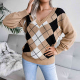 Geometric V-Neck Sweater - Rags 2 Riches Shop