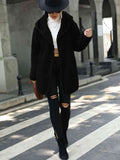 Open Front Ribbed Hooded Coat