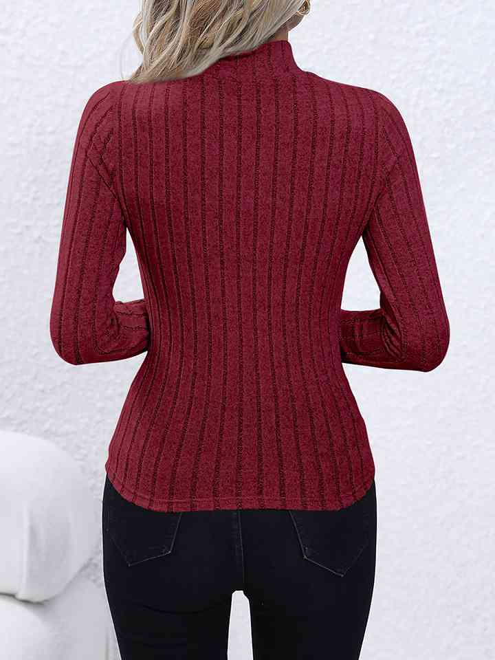 Mock Neck Long Sleeve Knit Top