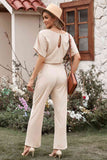 Full Size Tie Waist Straight Leg Jumpsuit