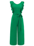 Tied Ruffled Round Neck Jumpsuit