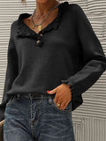 Ruffled Quarter-Button Sweater - Rags 2 Riches Shop