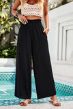 Smocked Wide Leg Pants with Pockets