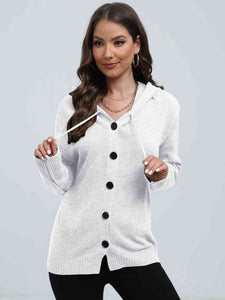 Button Down Drawstring Hooded Cardigan - Rags 2 Riches Shop