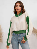 Contrast Half Zip Drop Shoulder Sweatshirt - Rags 2 Riches Shop