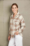 Double Take Plaid Half-Zip Collared Curved Hem Sweatshirt