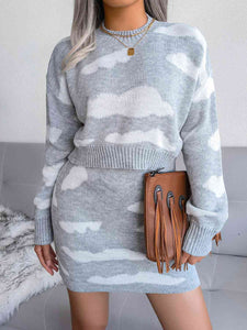 Cloud Sweater and Knit Skirt Set