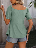 Ruched V-Neck Flounce Sleeve Blouse