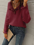 Ruffled Quarter-Button Sweater - Rags 2 Riches Shop