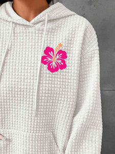 Full Size Flower Graphic Textured Hoodie with Pocket - Rags 2 Riches Shop