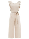 Tied Ruffled Round Neck Jumpsuit