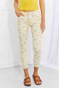 Judy Blue Full Size Golden Meadow Floral Skinny Jeans