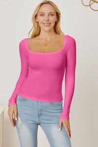 Square Neck Long Sleeve T-Shirt