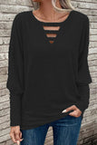 Cutout Round Neck Long Sleeve T-Shirt