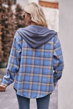 Plaid Dropped Shoulder Hooded Longline Jacket