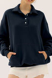 Ninexis Full Size Quarter-Button Collared Sweatshirt