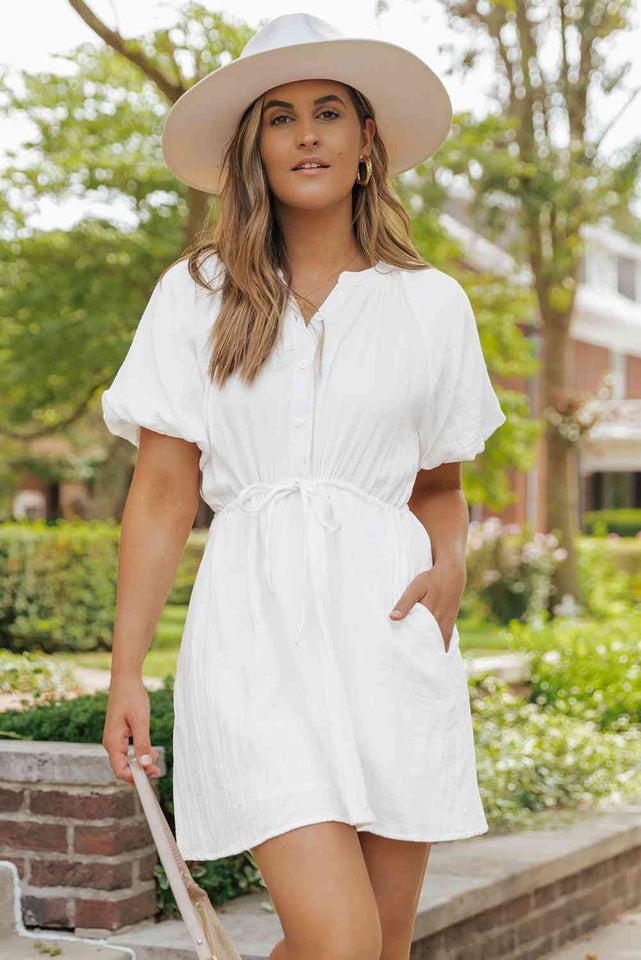 Short Sleeve Mini Dress with Pockets - Rags 2 Riches Shop