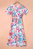 Printed Short Sleeve Tie Waist Dress - Rags 2 Riches Shop