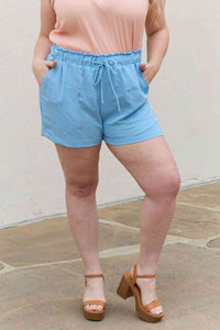 Culture Code Full Size High Waisted Paper bag Shorts in Blue Bell