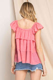 ODDI Full Size Buttoned Ruffled Top