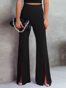 Front Slit Flare Leg Pants