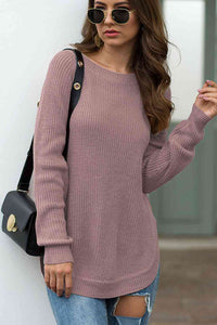 Round Neck Ribbed Knit Top