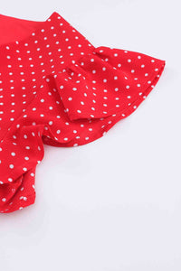 Polka Dot Surplice Neck Tie Waist Dress - Rags 2 Riches Shop