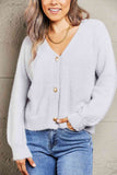 Double Take Fuzzy Long Sleeve Button Down Cardigan