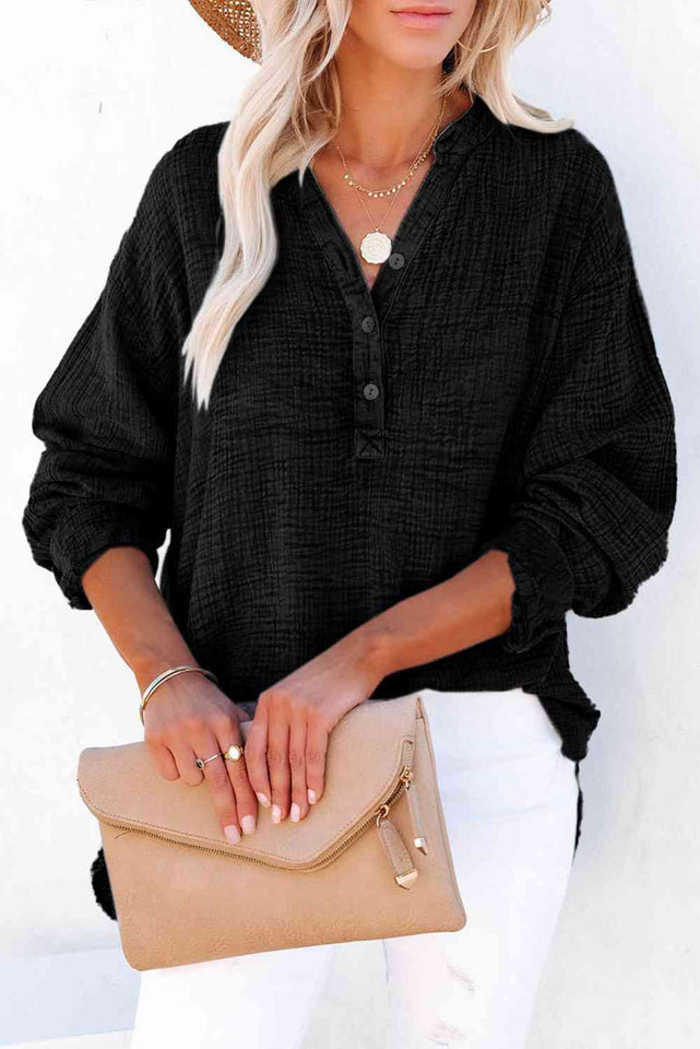 Buttoned Long Sleeve Blouse