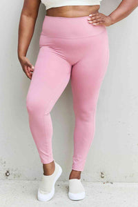 Zenana Fit For You Full Size High Waist Active Leggings in Light Rose