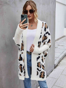 Leopard Pattern Fuzzy Cardigan