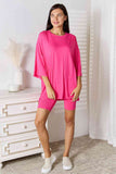 Basic Bae Full Size Soft Rayon Three-Quarter Sleeve Top and Shorts Set