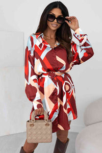 Printed Drop Shoulder Shirt Dress - Rags 2 Riches Shop