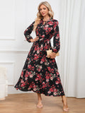 Floral Tie Front Balloon Sleeve Dress