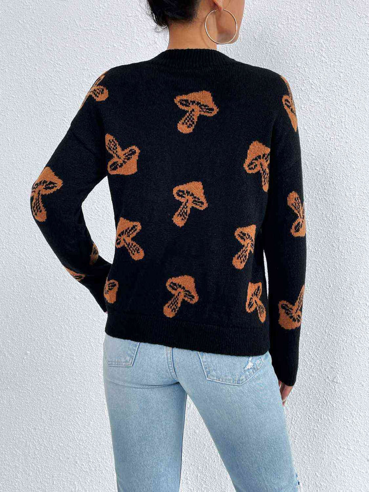 Patterned Drop Shoulder Sweater - Rags 2 Riches Shop