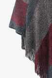 Color Block Fringe Hem Poncho