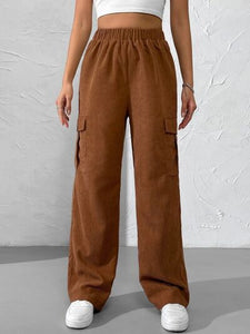 Elastic Waist Pocketed Pants