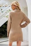 Double Take Rib-Knit Turtleneck Drop Shoulder Sweater Dress