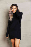 Double Take Rib-Knit Turtleneck Drop Shoulder Sweater Dress