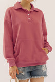 Ninexis Full Size Quarter-Button Collared Sweatshirt